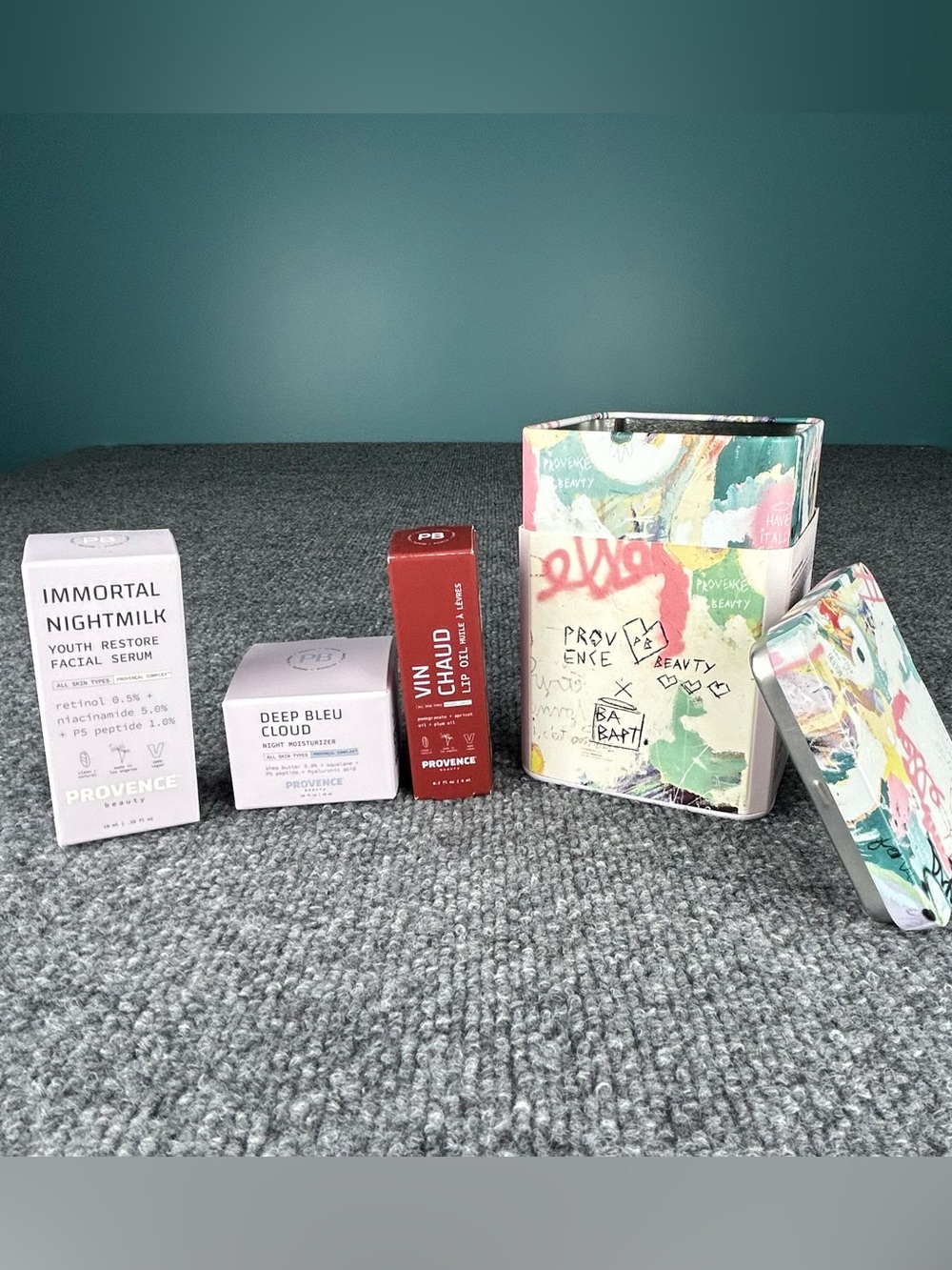 Provence Beauty Skincare Bundle Graffiti Tin ~ Lip Oil Moisturizer Serum TRAVEL